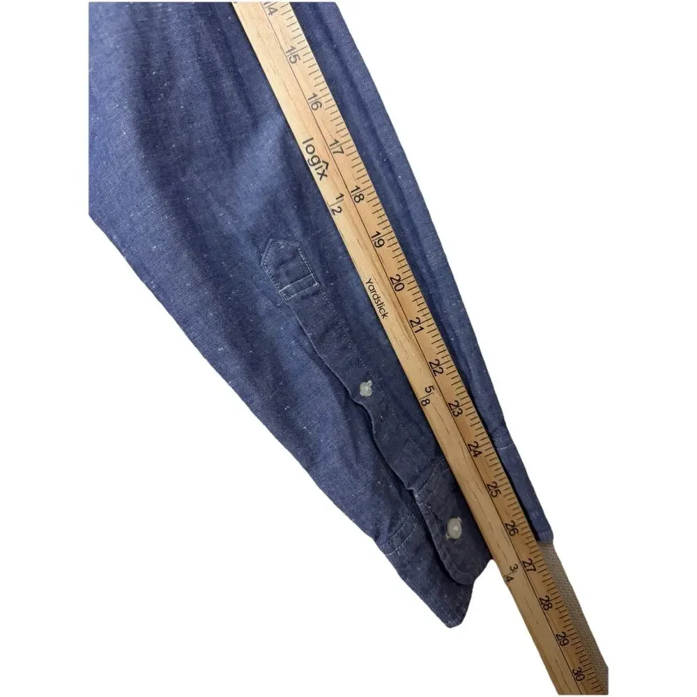 J.Crew Men s Blue Denim Shirt Large Slim Fit Long Sleeves Button Up‎ 100% Cotton